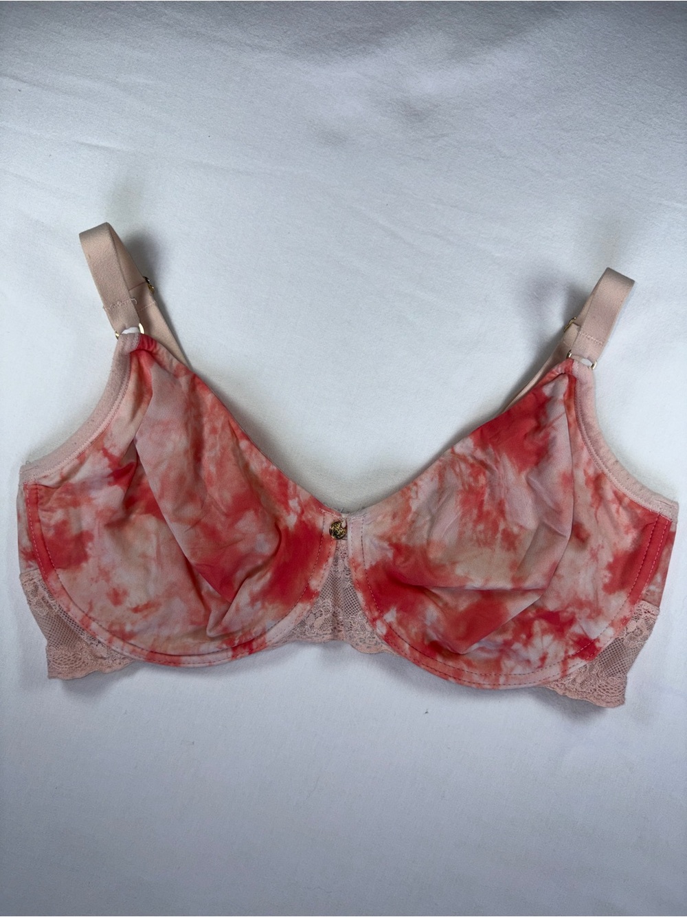 Natori Pink Tie Dye Lace Trim Unlined Underwire Bra 36DDD